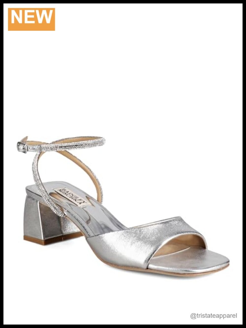 Infinity II Leather Block Heel With Rhinestone Ankle Strap